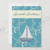 スウィートパーソナライズされた16シルボート誕生日招待状 招待状 (正面)