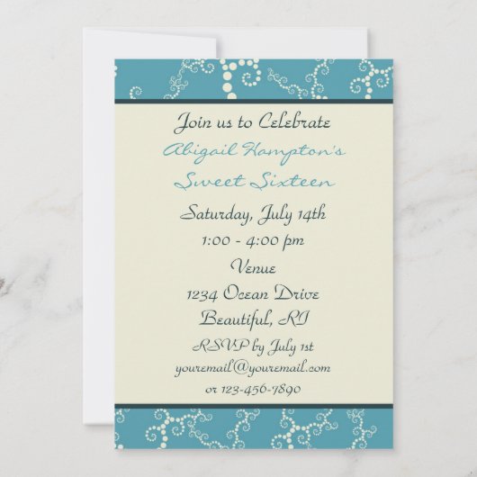 スウィートパーソナライズされた16シルボート誕生日招待状 招待状 (裏面)