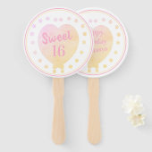 スウィートパーソナライズされた16ハッピーバースデーパステルハート ハンドファン (正面&裏面)