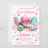 スウィートパーティの招待状、編集可能誕生日起動 招待状 (正面)