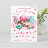 スウィートパーティの招待状、編集可能誕生日起動 招待状 (スタンド正面)