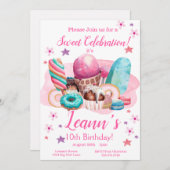 スウィートパーティの招待状、編集可能誕生日起動 招待状 (正面/裏面)