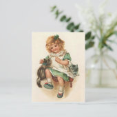 スウィートビクトリアンガール&子猫ヴィンテージはがき ポストカード (スタンド正面)