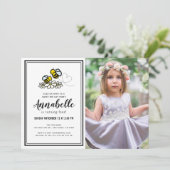 スウィートビーデイパーティーかわいいフローラフォト誕生日 招待状 (スタンド正面)