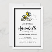 スウィートビーデイパーティーかわいいフローラ誕生日 招待状 (正面)