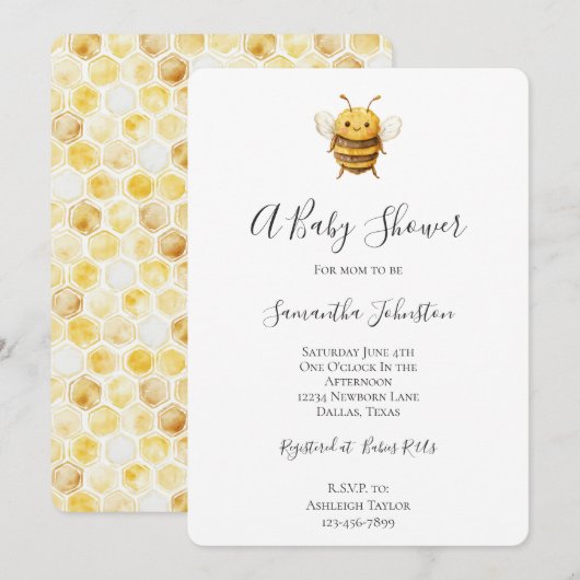 スウィートビー ベイビーシャワー 招待状 (正面/裏面)