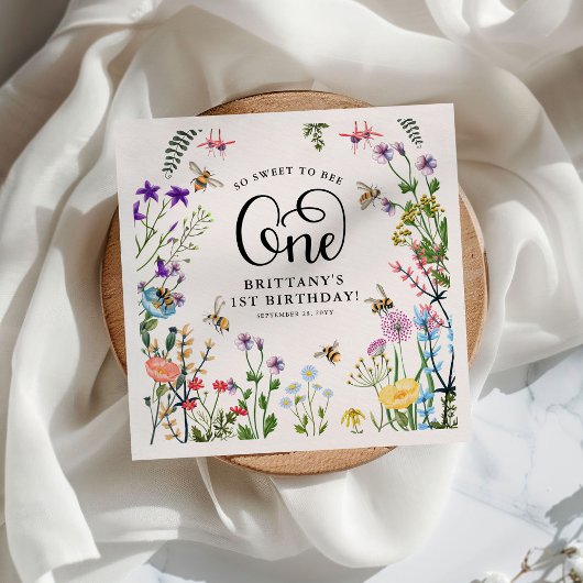 「スウィートビー」ワイルドフラワー&(昆虫)マルハナバチ1歳 スタンダードカクテルナプキン