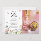 「スウィートビー」ワイルドフラワー&（昆虫）マルハナバチ1歳 招待状 (正面)