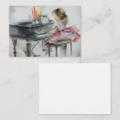 スウィートピアニスト遊小さな女の子ズピアノ ノートカード (正面/裏面)