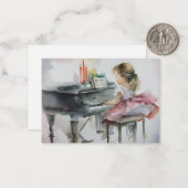 スウィートピアニスト遊小さな女の子ズピアノ ノートカード (正面/裏面インサイチュ)