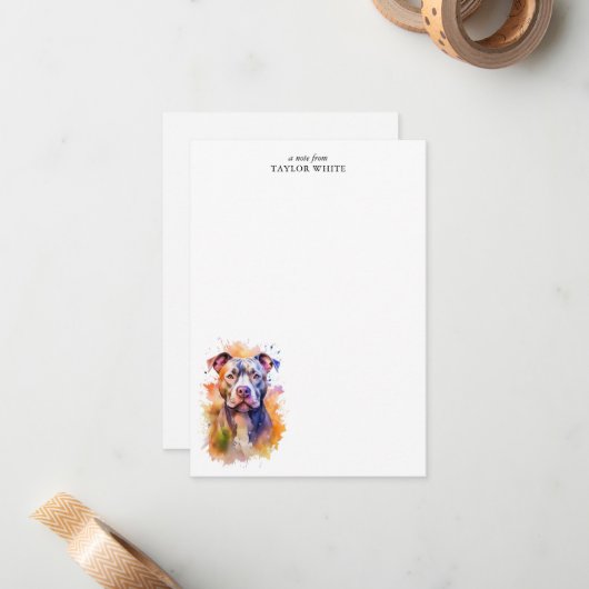 スウィートピットブルドッグカスタマイズありがとう ノートカード (正面/裏面インサイチュ)