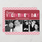 スウィートピンクと赤のバレンタインデー写真 シーズンカード (正面/裏面)