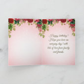 スウィートピンクエレガントフローラバラ親愛誕生日 カード (内部)