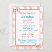 スウィートピンクカピバラをテーマにした少女の誕生日パーティー 招待状 (裏面)