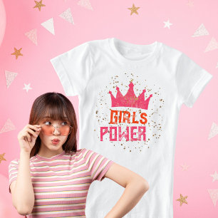 スウィートピンクグリッタークラウンガールズパワー Tシャツ