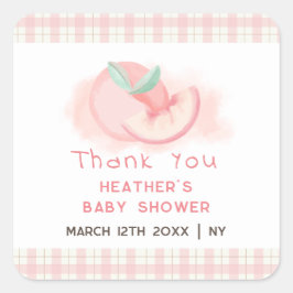 スウィートピンクジンガムピーチベビーシャワーありがとう スクエアシール