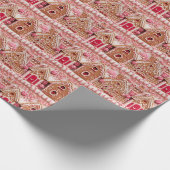 スウィートピンクジンガーブレッドハウシズ – フェスティバルホリデー ラッピングペーパー (角)