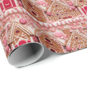 スウィートピンクジンガーブレッドハウシズ – フェスティバルホリデー ラッピングペーパー (ロールコーナー)