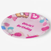 スウィートピンクスワン&キャンディ誕生日 ペーパープレート (アングル)