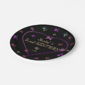 スウィートピンクハート蝶スウィート16誕生日 ペーパープレート (アングル)