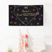 スウィートピンクハート蝶スウィート16誕生日 横断幕 (インサイチュ)