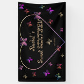 スウィートピンクハート蝶スウィート16誕生日 横断幕 (縦)