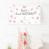 スウィートピンクハート蝶スウィート16誕生日 横断幕 (インサイチュ)