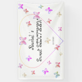 スウィートピンクハート蝶スウィート16誕生日 横断幕 (縦)