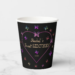 スウィートピンクハート蝶スウィート16誕生日 紙コップ