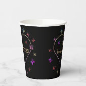 スウィートピンクハート蝶スウィート16誕生日 紙コップ (左)