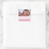 スウィートピンクバンドベビーサンキューステッカー スクエアシール (バッグ)