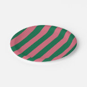 スウィートピンクピックルグリーンストライプ ペーパープレート (アングル)