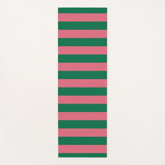 スウィートピンクピックルグリーンストライプ ヨガマット (正面)
