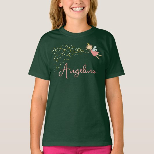 スウィートピンクフェアリープリンセス&スターお洒落ズガールズ Tシャツ (正面)