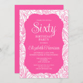 スウィートピンクフローラウィメンズバースデーパーティー60th 招待状 (正面/裏面)