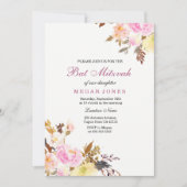 スウィートピンクフローラガールバルミツワー招待状 招待状 (正面)