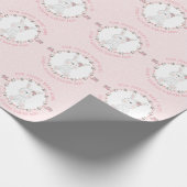 スウィートピンクベビーバニーフローラリース パーソナライズされた ラッピングペーパー (角)