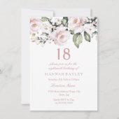 スウィートピンクホワイトローゼズ18誕生日 招待状 (正面)