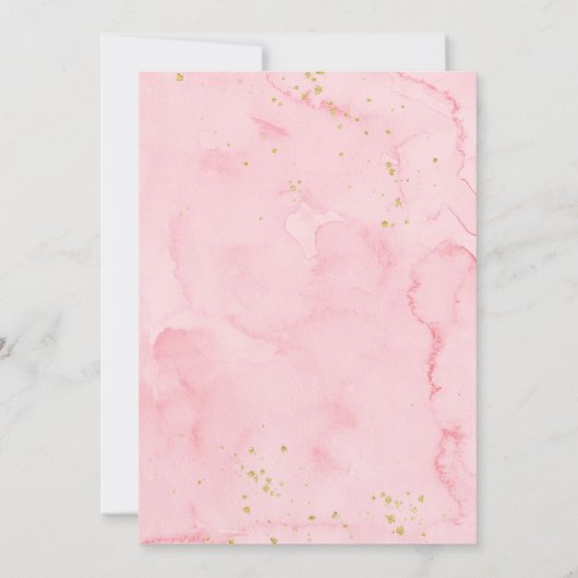 スウィートピンク金ゴールドハートバルーン誕生日 招待状 (裏面)