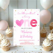 スウィートピンク金ゴールドハートファースト誕生日 招待状