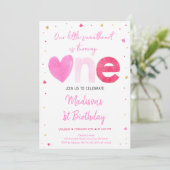 スウィートピンク金ゴールドハートファースト誕生日 招待状 (スタンド正面)
