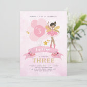スウィートピンク&金ゴールドバレリナフェアリー誕生日 招待状 (スタンド正面)