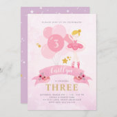 スウィートピンク&金ゴールドバレリーナ誕生日招待状 招待状 (正面/裏面)
