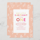 スウィートピンハートバレンタインデー1日 招待状 (正面/裏面)