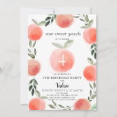 スウィートピーチウォーターカラー誕生日招待状 招待状 (正面)