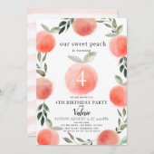 スウィートピーチウォーターカラー誕生日招待状 招待状 (正面/裏面)