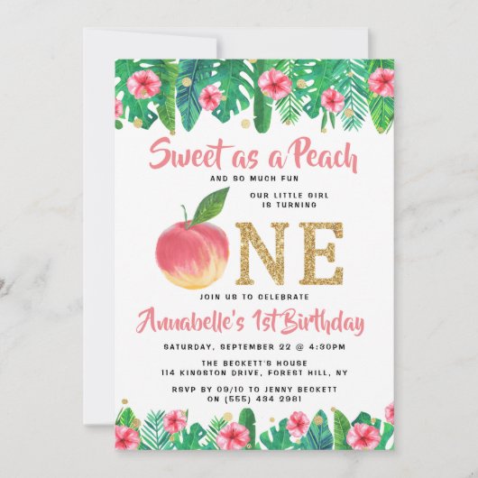 スウィートピーチガールズ1st誕生日 招待状 (正面)