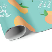 スウィートピーチキュートフルーツ1st誕生日パーティーテーマ ラッピングペーパー (ロールコーナー)