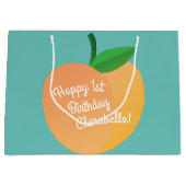 スウィートピーチキュートフルーツ1st誕生日パーティーテーマ ラージペーパーバッグ (正面)