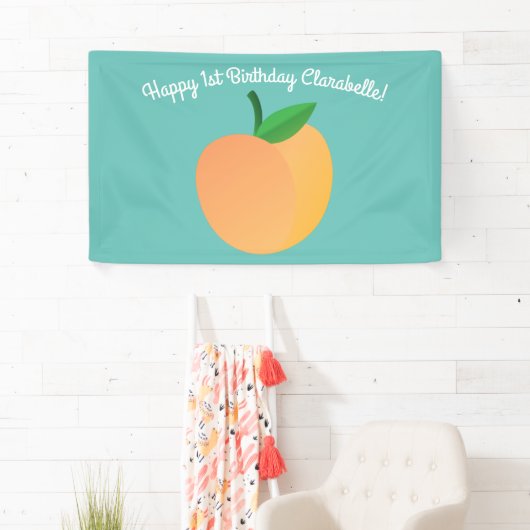 スウィートピーチキュートフルーツ1st誕生日パーティーテーマ 横断幕 (インサイチュ)